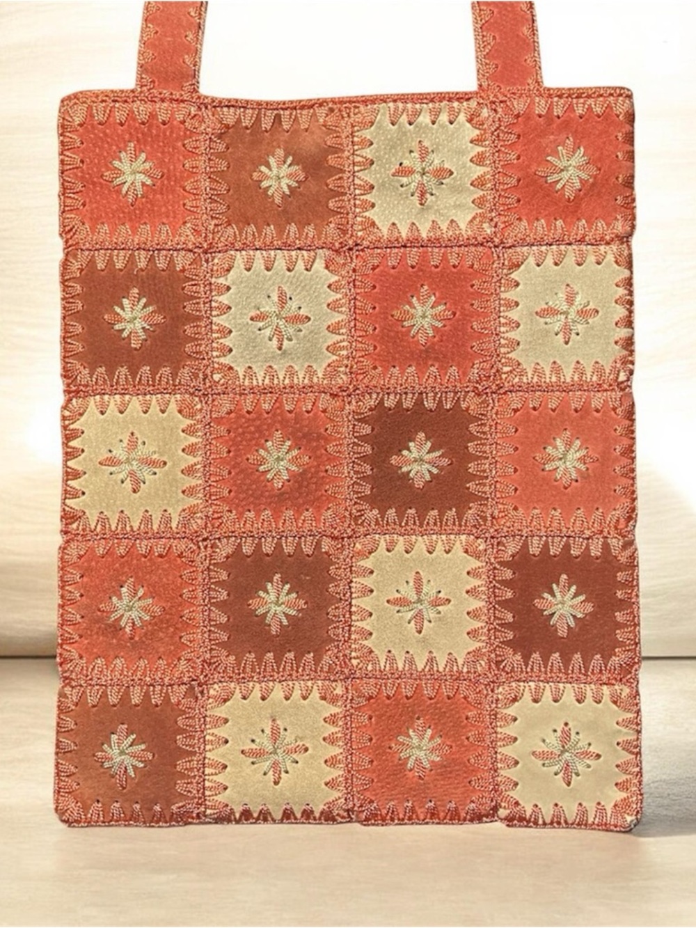 Vintage Suede Leather Patchwork Bag